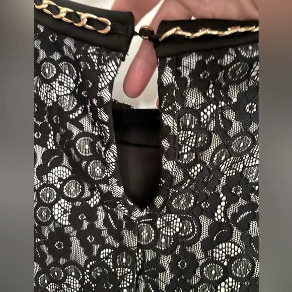 Lady Dutch XL fitted dress. Gold chain accents around neckline & hip area. - Picture 7 of 12